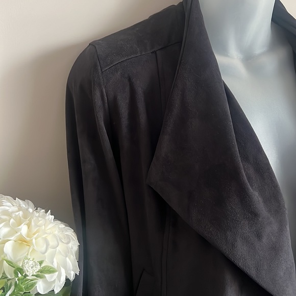 Gentle Fawn charcoal, super soft, faux suede, open causal jacket with pockets - Picture 2 of 5